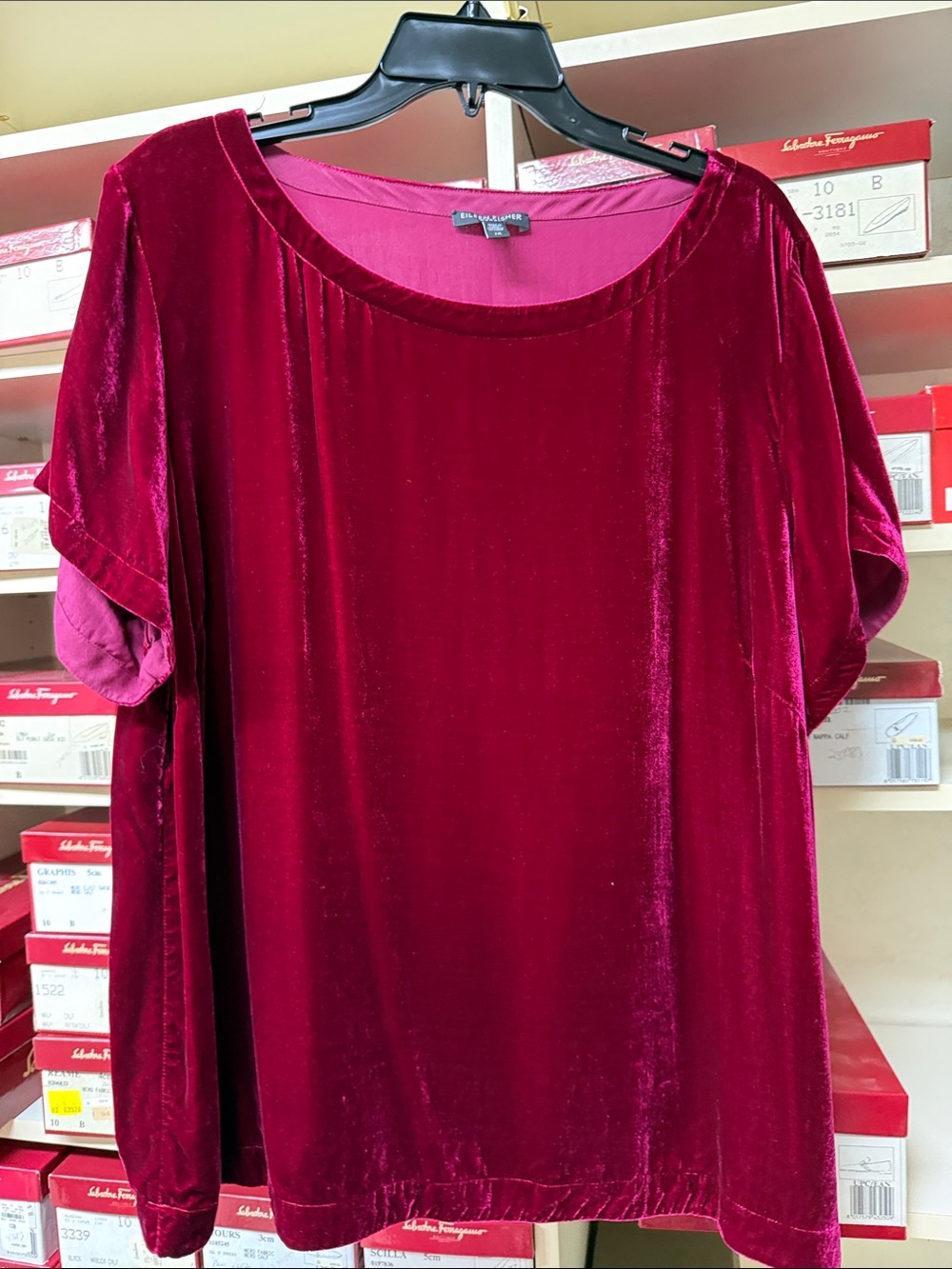 Eileen Fisher Faux crushed velvet short sleeve top